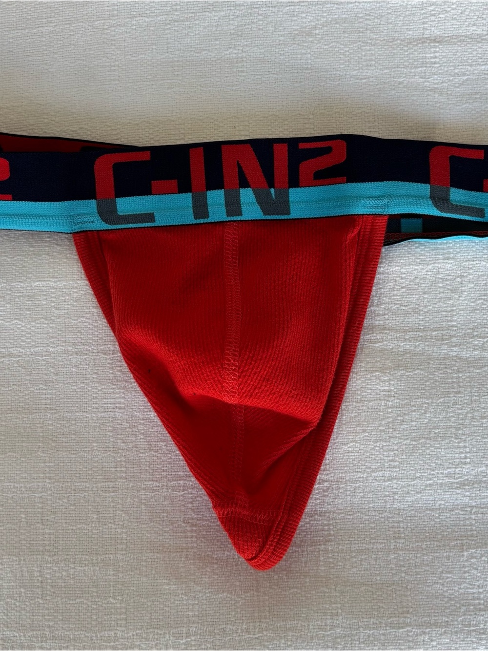 New Men’s Red Sport with Thong Blue-Trim Waistband